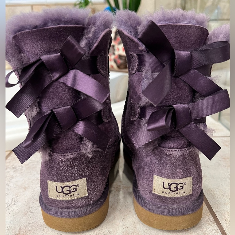 Purple UGG Size 4 Bailey Bow Boots